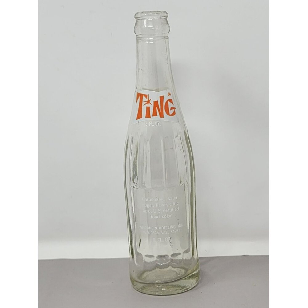 Vintage‎ Ting Soda Bottle 8 Fl Oz Clear Glass Collectible